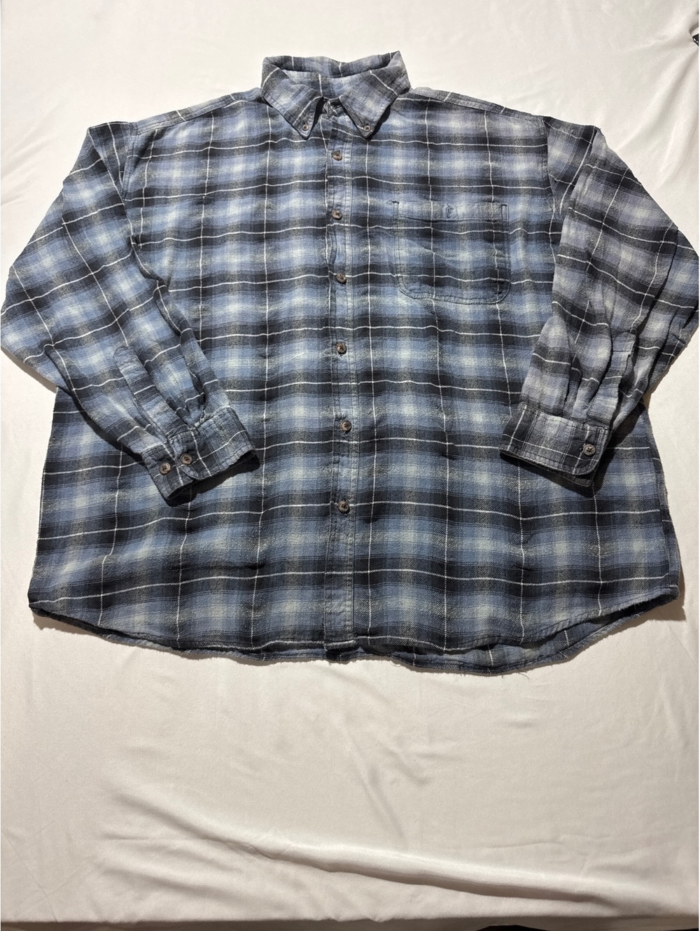 Bit & Bridle 2X Blue Plaid Button-Up Shirt Classic Cozy Vibe